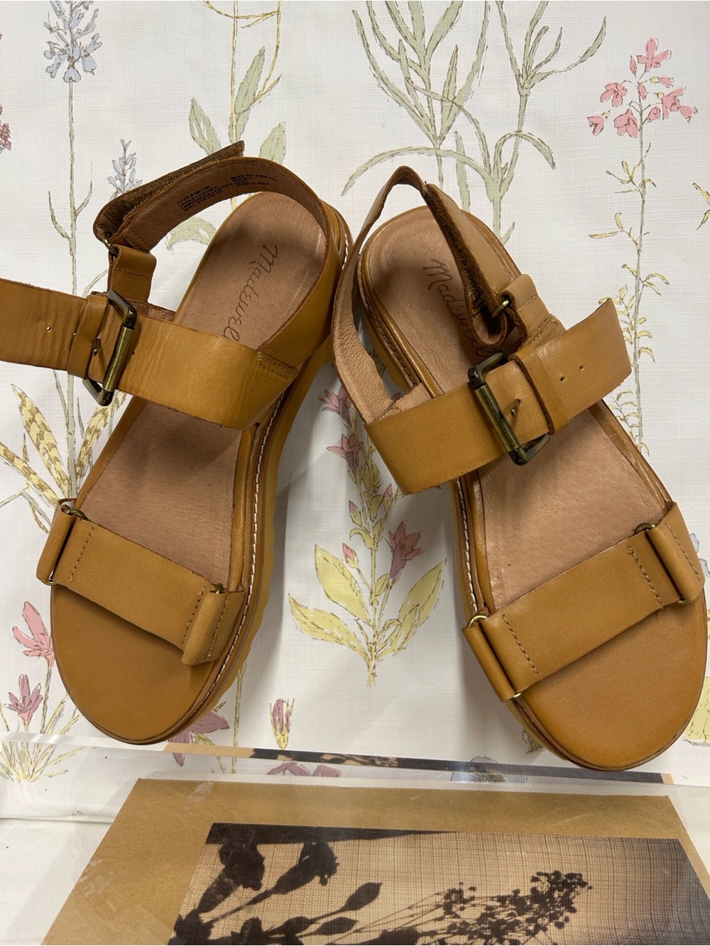 Madewell Tan Leather Double-Strap Buckle Sandals